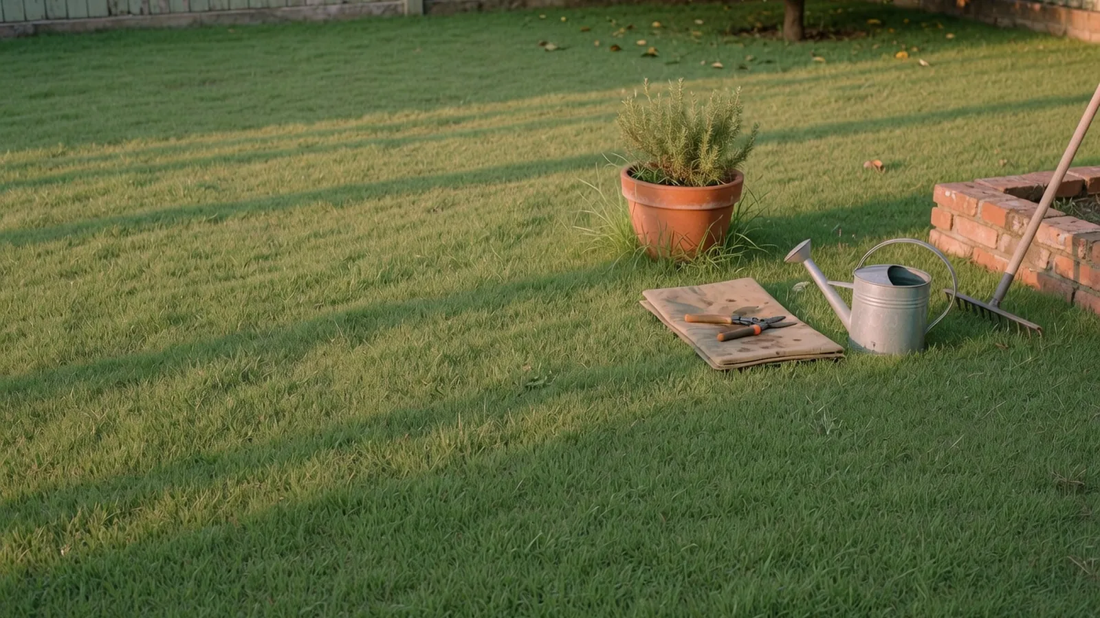A lush, thick carpet of vibrant green Bermuda grass covering a sunny garden lawn.