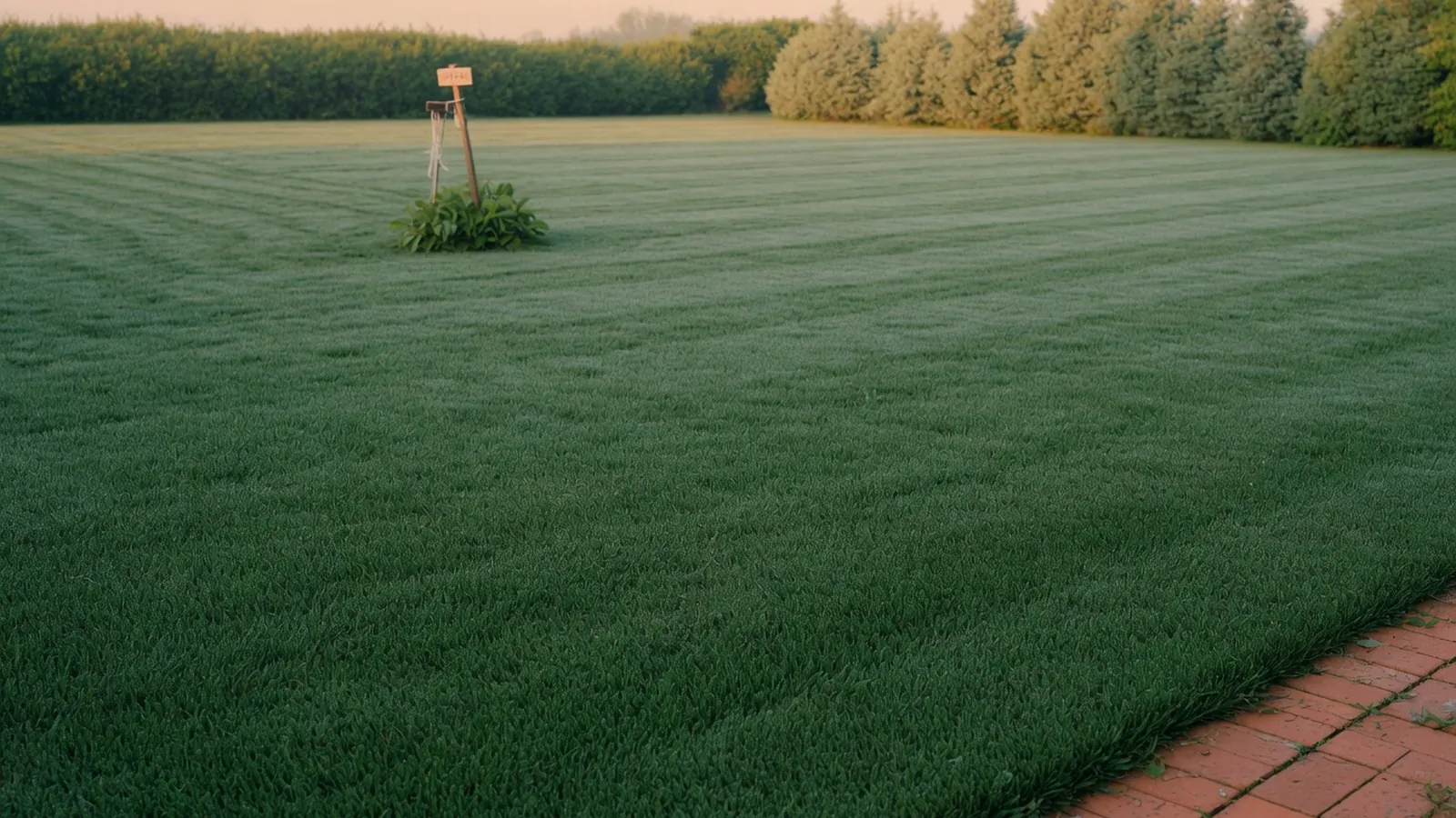 A lush, expansive lawn of Kentucky bluegrass stretching into the distance under a clear sky.