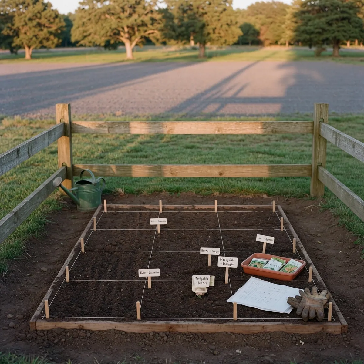 An unobstructed garden plot positioned for maximum winter sunlight exposure.