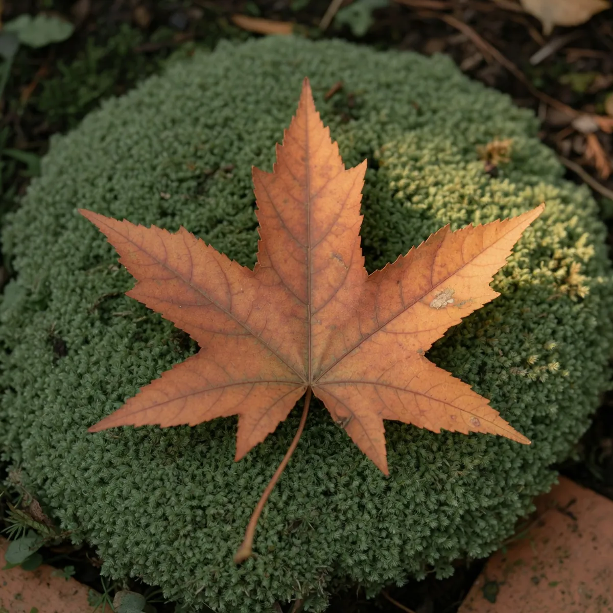 A close-up of a single serrated liquid amber leaf showing its five pointed lobes and glossy green surface.