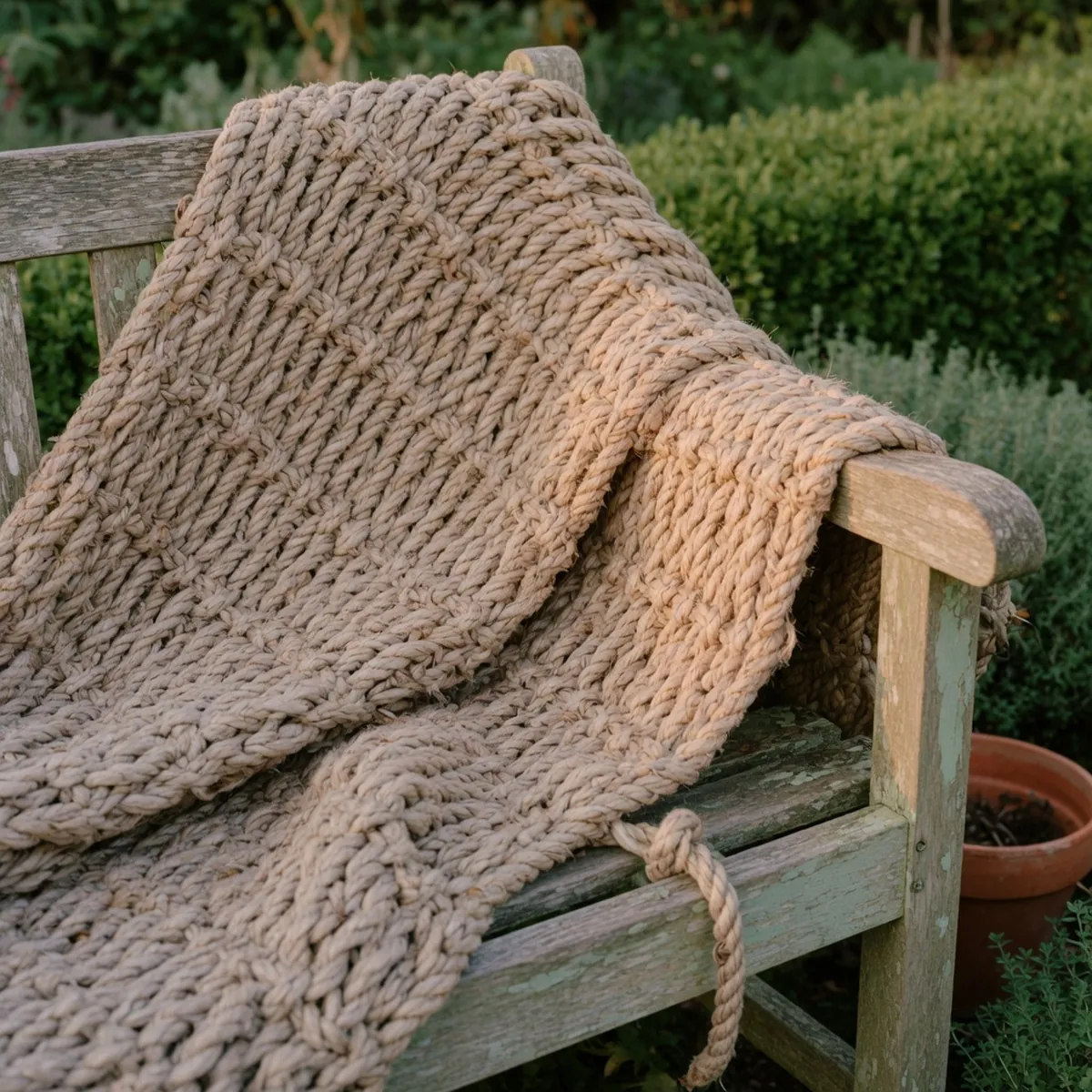 A close-up of tightly woven natural rope fabric highlighting its breathable texture and natural fibers.
