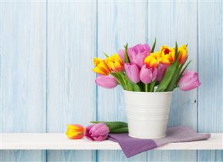 Fresh Colorful Tulip Flowers Bouquet