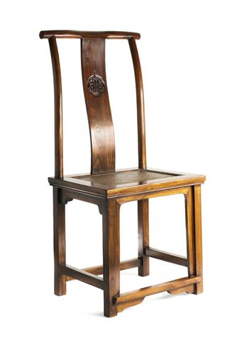 Antique Chinese Chair Quarter View Isolated on White Background