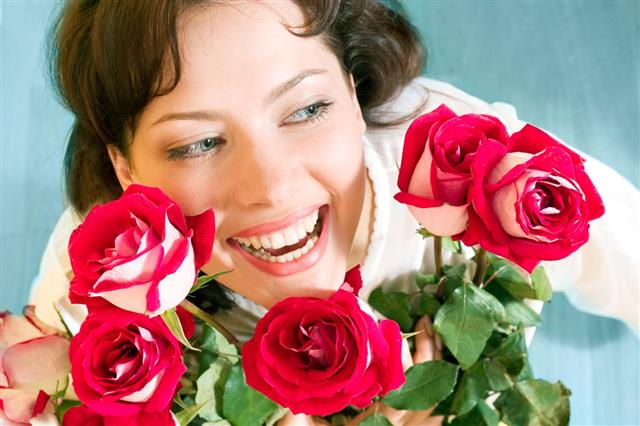 Beautiful Girl With Roses